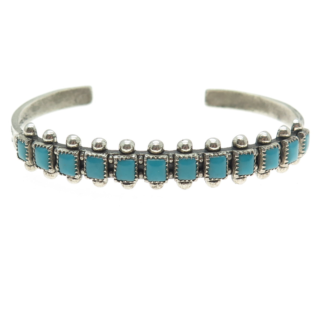 BELL TRADING POST Old Pawn Sterling Silver Turquoise Adjustable Bracelet 6.5"