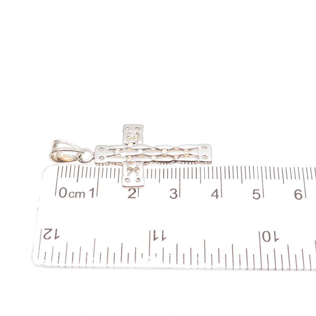 925 Sterling Silver Vintage Modernist Cross Charm Pendant