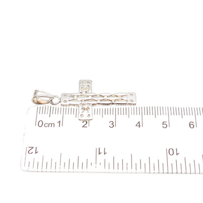 925 Sterling Silver Vintage Modernist Cross Charm Pendant