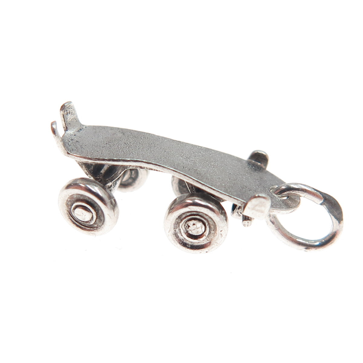 925 Sterling Silver Vintage Skateboard Minimalist Movable 3D Charm Pendant