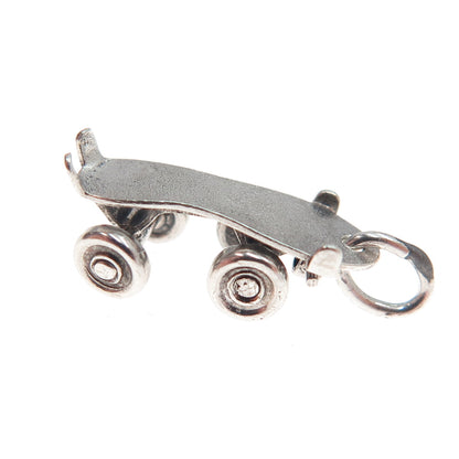 925 Sterling Silver Vintage Skateboard Minimalist Movable 3D Charm Pendant