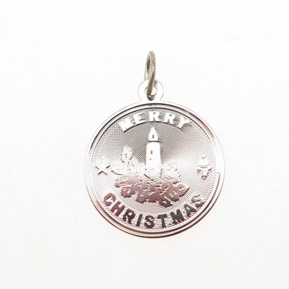JAY POSON 925 Sterling Silver Vintage Merry Christmas Candle Charm Pendant