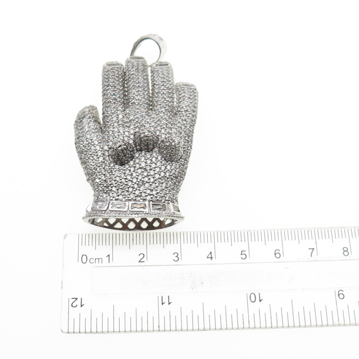 925 Sterling Silver Round-Cut C Z Glove Large Pendant