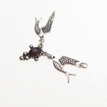 925 Sterling Vintage Real Tourmaline Two Swallow Birds Centerpiece Necklace Part