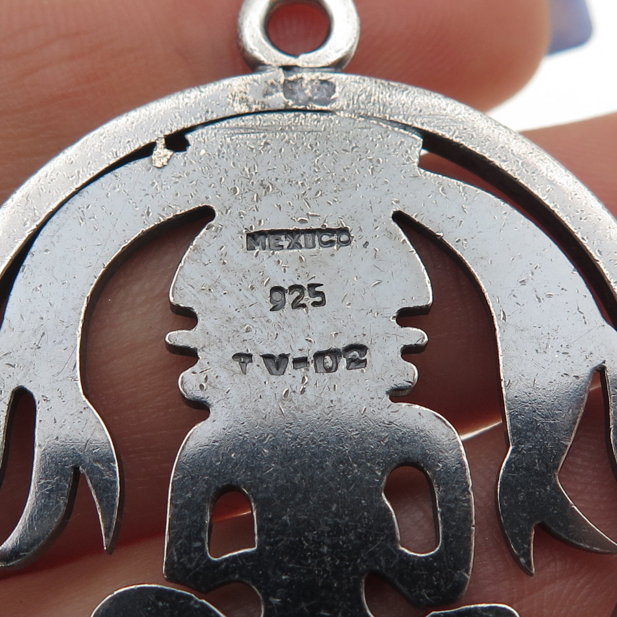 925 Sterling Silver Vintage Mexico Mayan God Oxidized Pendant