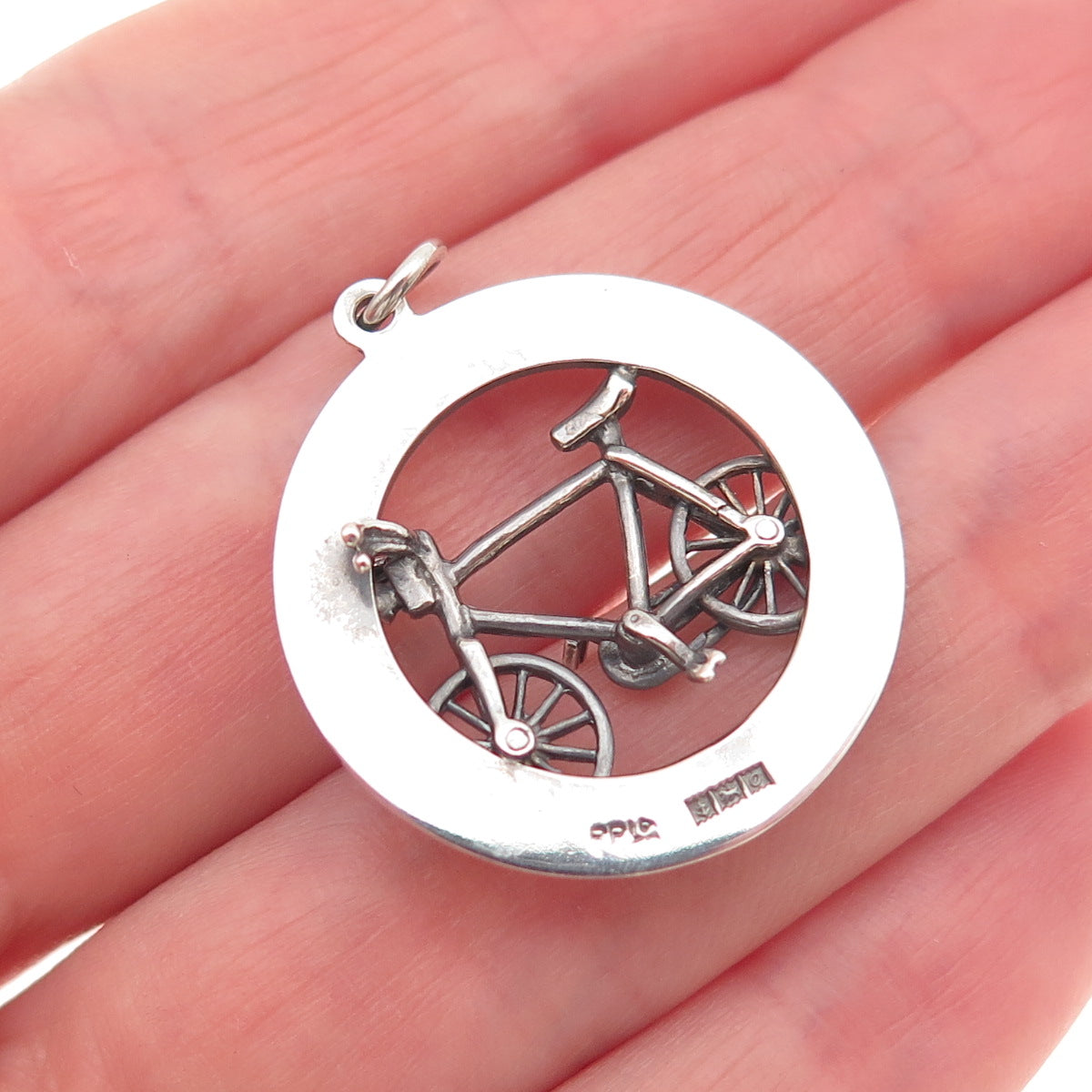 Payton Pepper & Sons 925 Sterling Silver Vintage 1963 Birmingham Bicycle Pendant