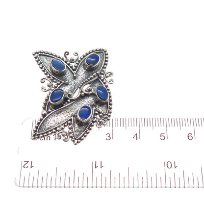 925 Sterling Silver Vintage Real Doublet Abalone Shell Floral Pin Brooch Pendant