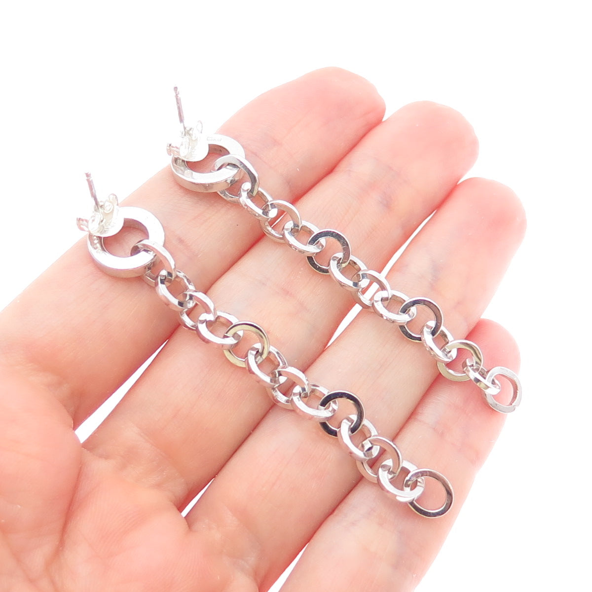 PIANEGONDA 925 Sterling Silver Italy Chain Drop Dangle Earrings