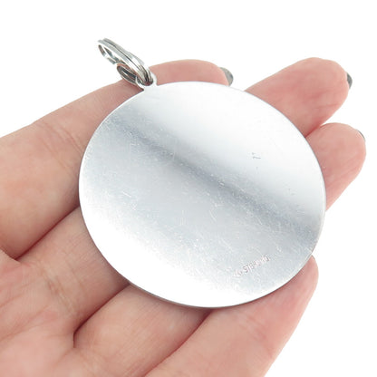 925 Sterling Silver Vintage Aries Zodiac Sign Round Pendant