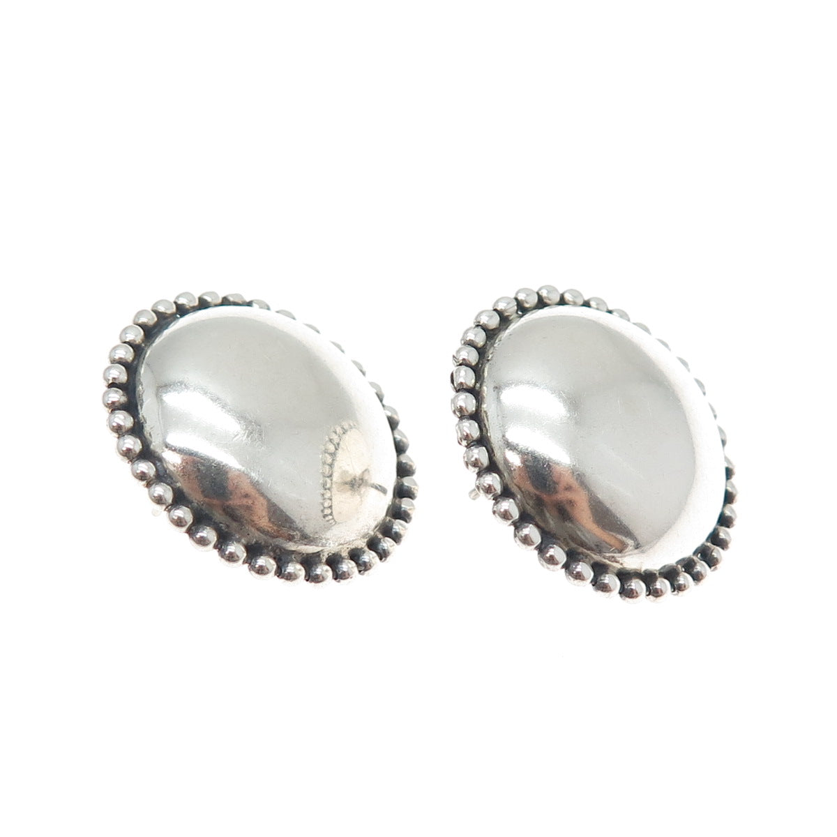 925 Sterling Silver Vintage Modernist Beaded Sun Oxidized Earrings