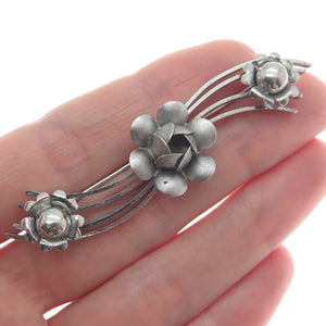 LANG 925 Sterling Silver Vintage Flowers Pin Brooch
