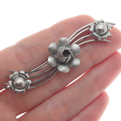 LANG 925 Sterling Silver Vintage Flowers Pin Brooch