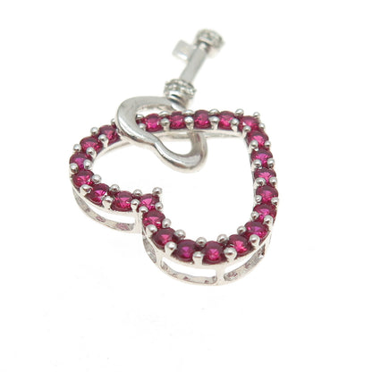 JANE SAYMOUR 925 Sterling Silver Real Diamond Lab-Created Pink Sapphire Pendant