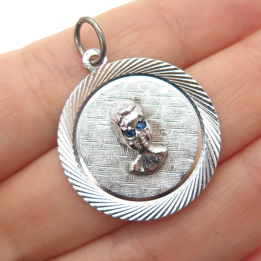 MARC MERCY 925 Sterling Silver Vintage Lab-Created Sapphire Boy Charm Pendant