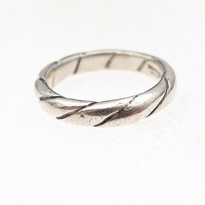 925 Sterling Silver Vintage Twisted Oxidized Band Ring Size 7