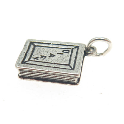 SUNWEST 925 Sterling Silver Vintage Diary Book Minimalist Charm Pendant