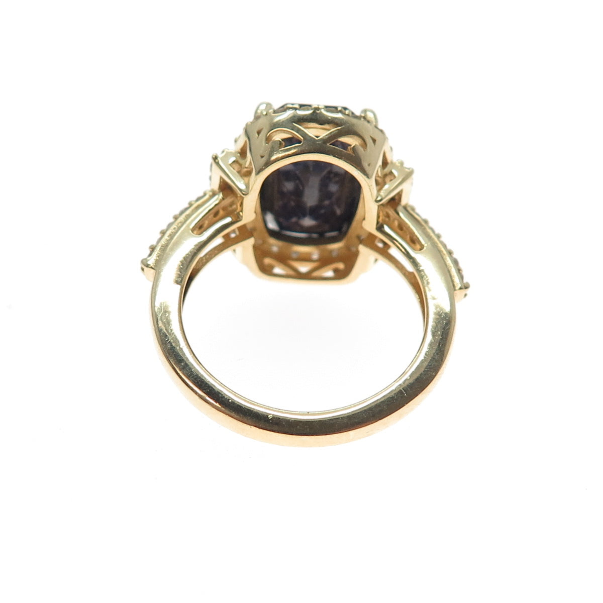 DSMK 925 Sterling Silver Gold Plated Real Diamond & Sapphire Ring Size 7.25