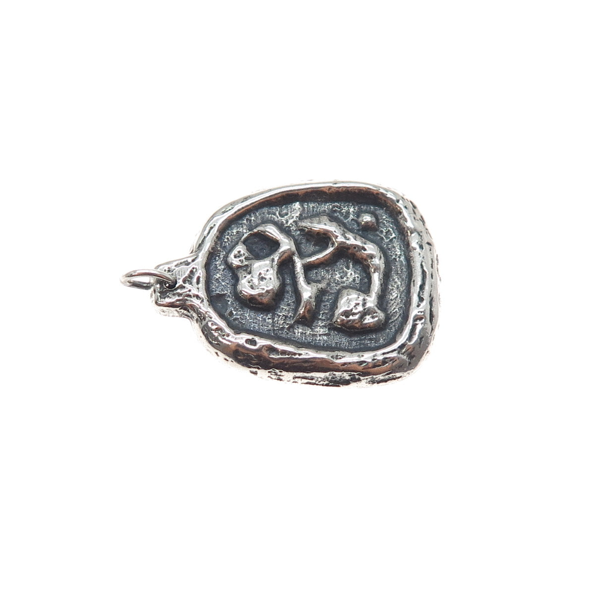 925 Sterling Silver Vintage Modernist Abstract Oxidized Charm Pendant