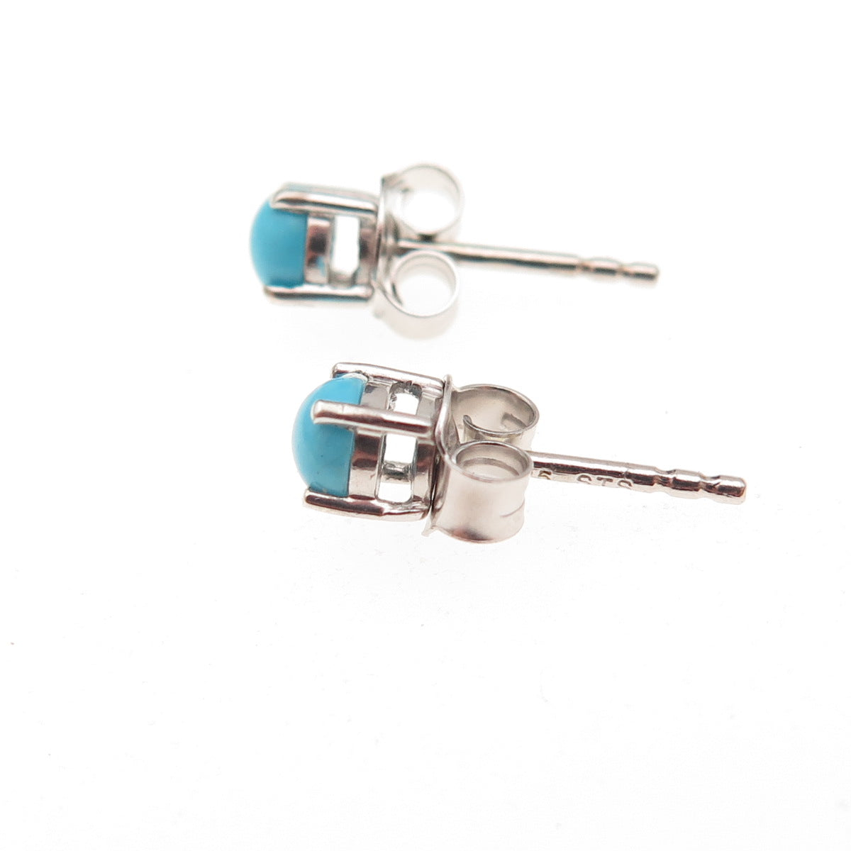 Chuck Clemency 925 Sterling Silver Real Sleeping Beauty Turquoise Stud Earrings