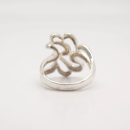 925 Sterling Silver Vintage Abstract Modernist Ring Size 8 1/4