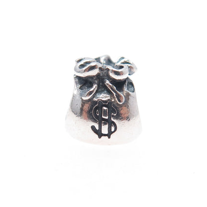 PANDORA 925 Sterling Silver Money Bag Slide Bead Charm