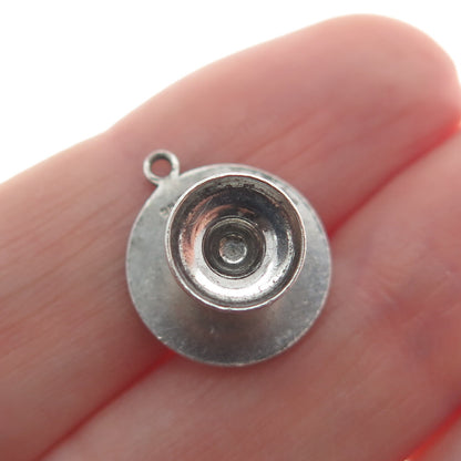 925 Sterling Silver Antique Art Deco Table Minimalist 3D Charm Pendant