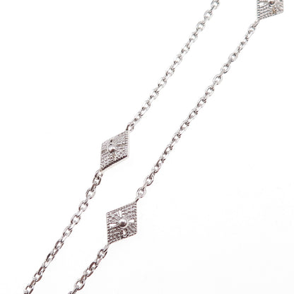 925 Sterling Silver Floral Station By The Yard Cable Chain Necklace 18"
