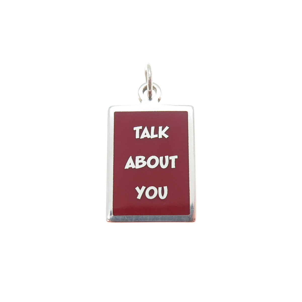 925 Sterling Silver Red Enamel Talk About You Minimalist Charm Pendant