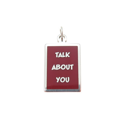 925 Sterling Silver Red Enamel Talk About You Minimalist Charm Pendant