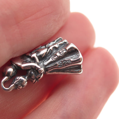 SHUBE 925 Sterling Silver Vintage Bride & Groom Oxidized 3D Mini Charm Pendant