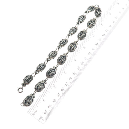 JEWELART 925 Sterling Silver Antique Art Deco Shell Oxidized Chain Necklace