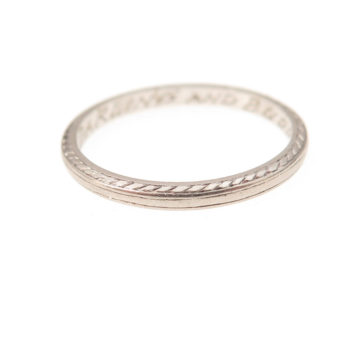 Platinum Antique Art Deco Stackable Engraved Wedding Band Ring Size 5.25