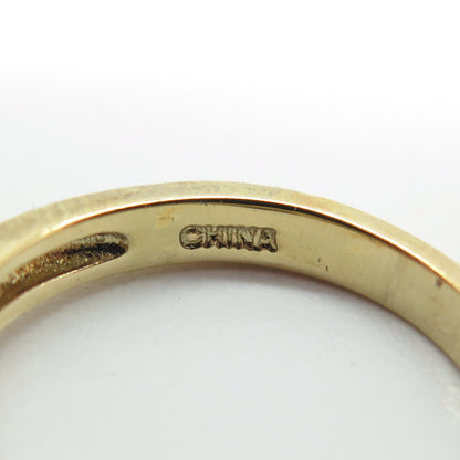 925 Sterling Silver Gold Plated Princess-Cut Shaped C Z Ring Size 6