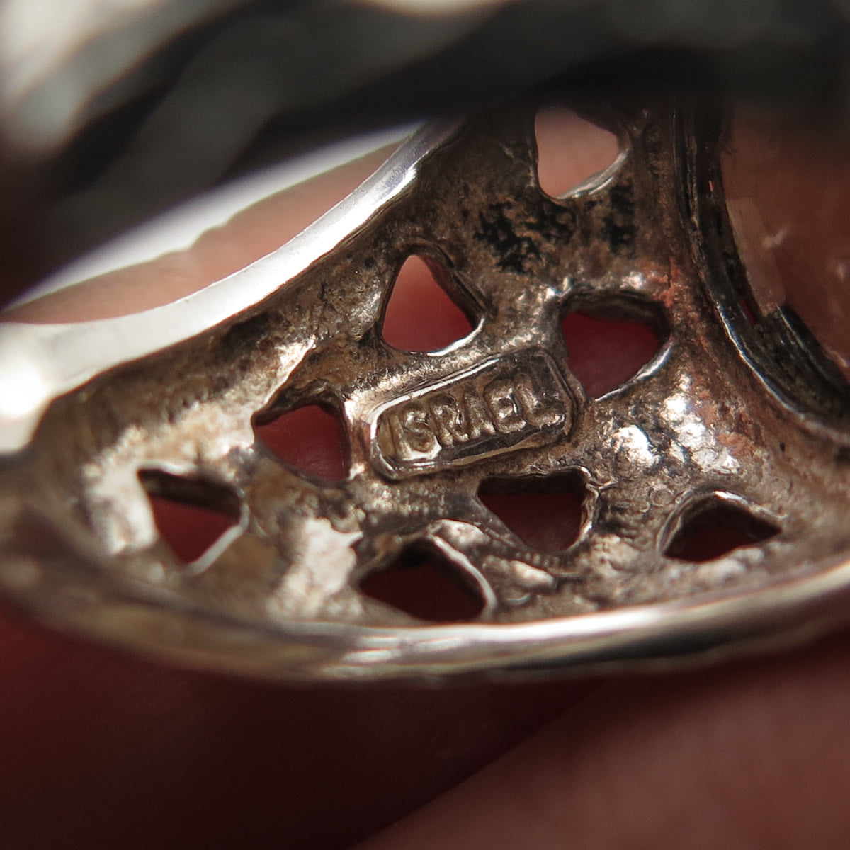 925 Sterling Silver Vintage Israel Real Smoky Quartz Modernist Ring Size 6.25