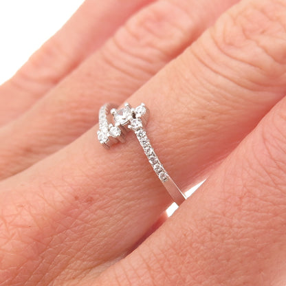 925 Sterling Silver Round-Cut C Z Bypass Ring Size 7