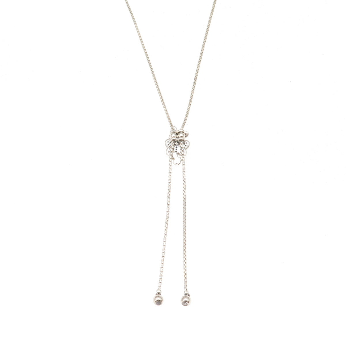 Pandora Sterling Silver C Z Butterfly Adjustable Round Box Chain Necklace 32"