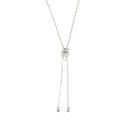 Pandora Sterling Silver C Z Butterfly Adjustable Round Box Chain Necklace 32"