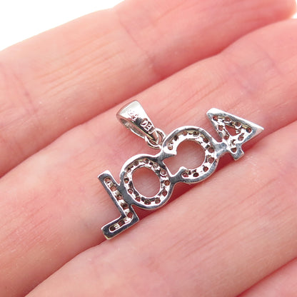 925 Sterling Silver Round-Cut C Z 4COL Charm Pendant