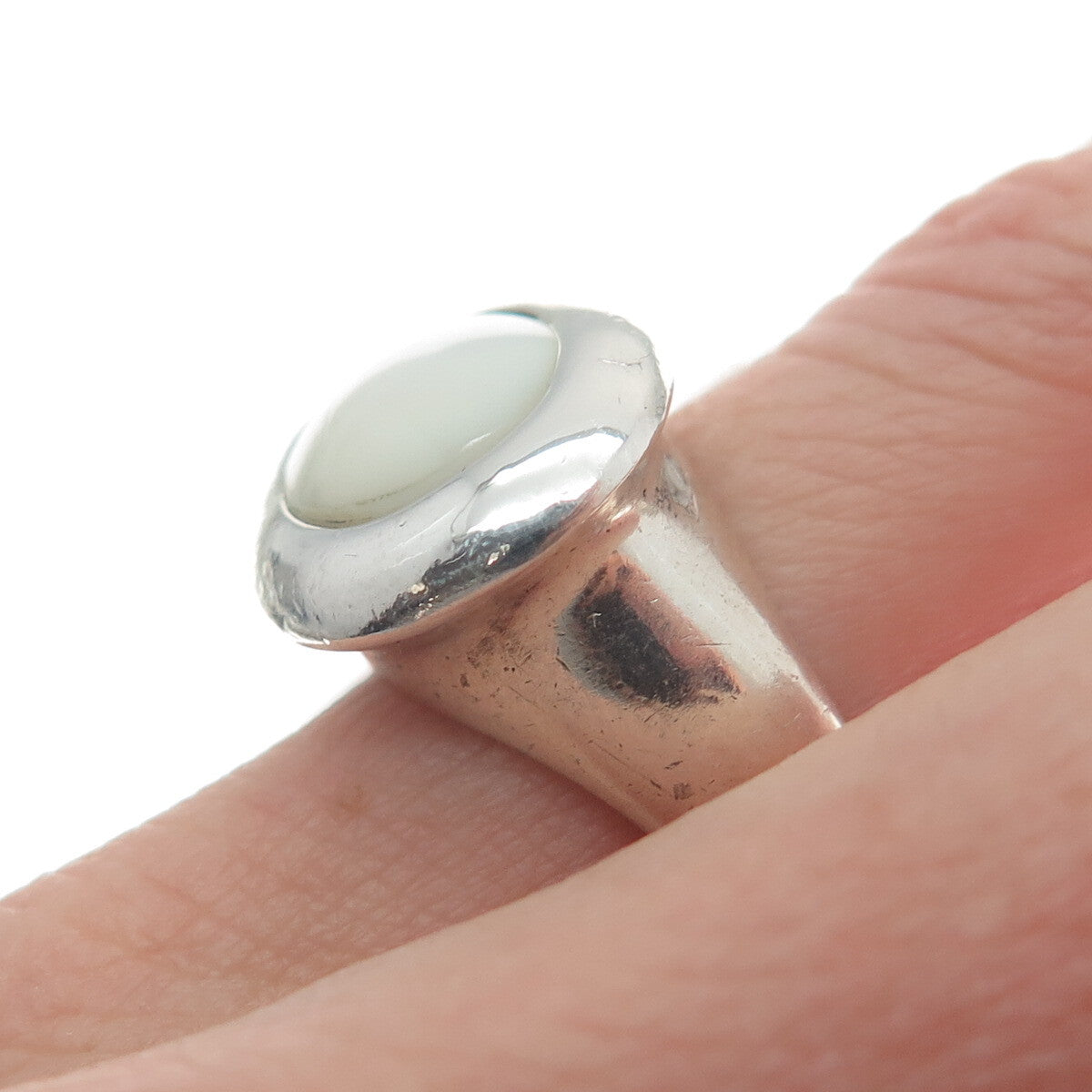 ESPO JOSEPH ESPOSITO 925 Sterling Silver Vintage Mother-of-Pearl Ring Size 5.5