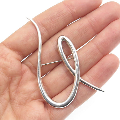 925 Sterling Silver Vintage Modernist Letter "U" Alphabet Pin Brooch