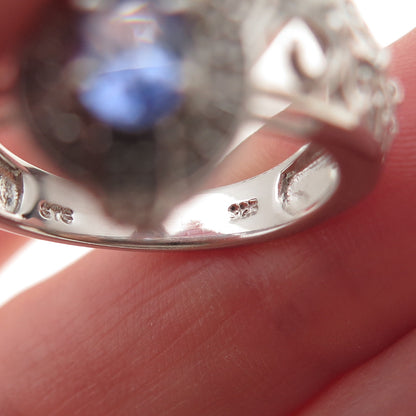 Chuck Clemency 925 Sterling Silver Real Tanzanite & White Topaz Ring Size 8