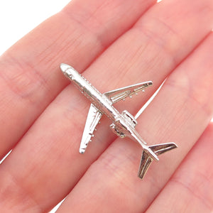925 Sterling Silver Vintage Airplane 3D Charm Pendant