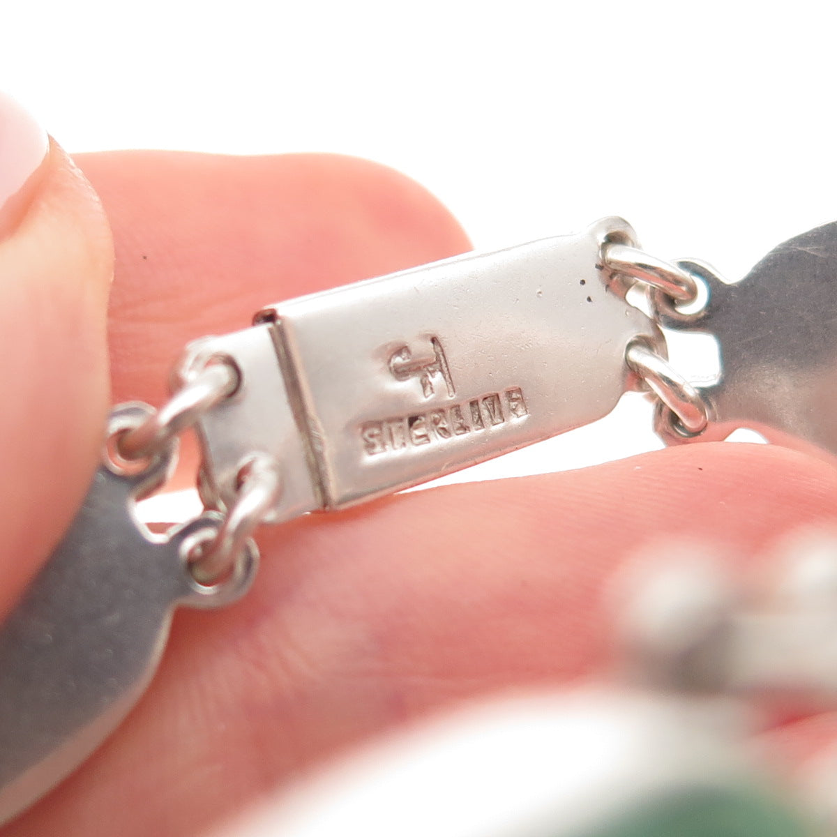 J&F Tsinijinnie Navajo Old Pawn Sterling Turquoise Bracelet 7.25" (broken stone)