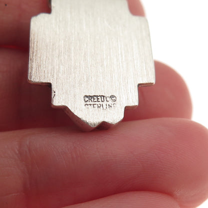 Creed 925 Sterling Silver Vintage Jesus Cross Oxidized Charm Pendant