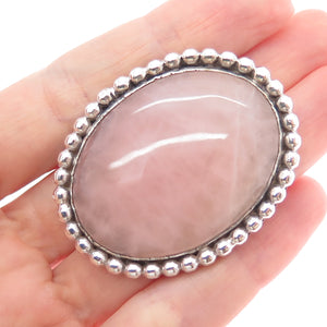 RICK MARTINEZ Old Pawn 925 Sterling Silver Vintage Rose Quartz Beaded Pin Brooch