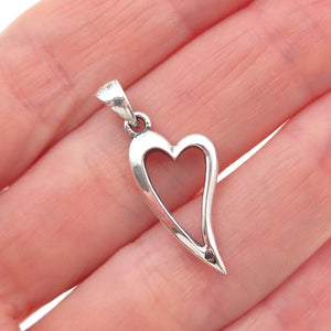 Ken Crafts 925 Sterling Silver Vintage Modernist Heart Charm Pendant