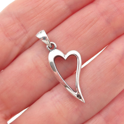 Ken Crafts 925 Sterling Silver Vintage Modernist Heart Charm Pendant