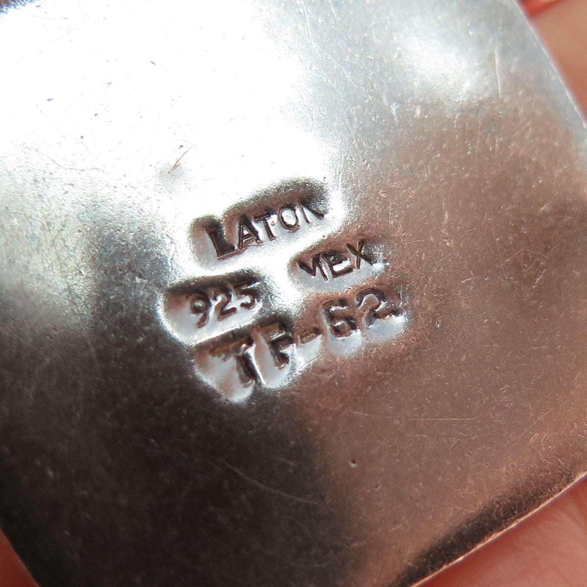 LATON 925 Sterling Silver 2-Tone Vintage Mexico Modernist Oxidized Slide Pendant