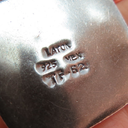 LATON 925 Sterling Silver 2-Tone Vintage Mexico Modernist Oxidized Slide Pendant
