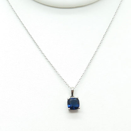 925 Sterling Silver Sapphire Imitation Rolo Chain Necklace 18"